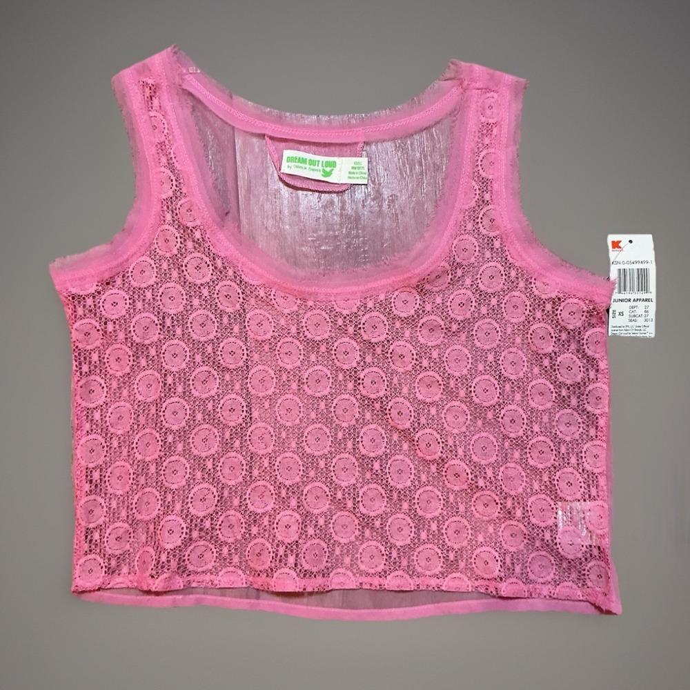 Y2K K-Mart Dream Out Loud by Selena Gomez Pink Lace Crop Top Junior XS NWT
